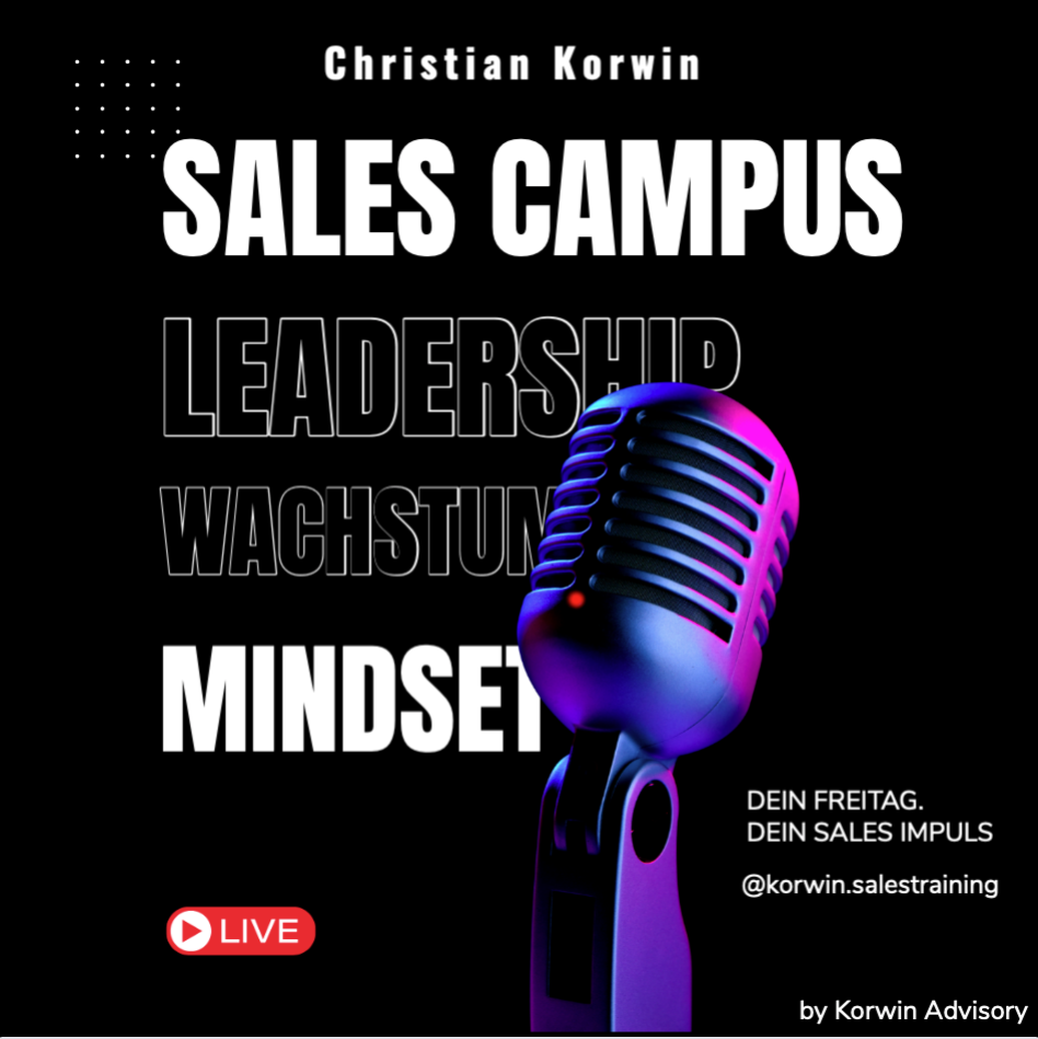 Sales Campus Podcast-Cover mit Mikrofon von Christian Korwin